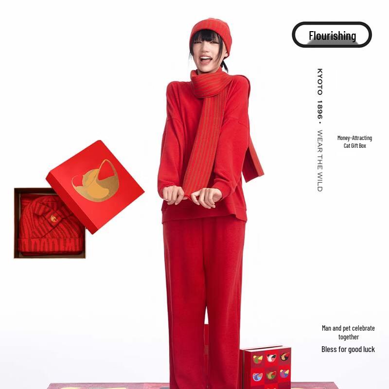 Baudewide Набор подарков: Шляпа и шарф для питомца  Счастливый кот  One Size