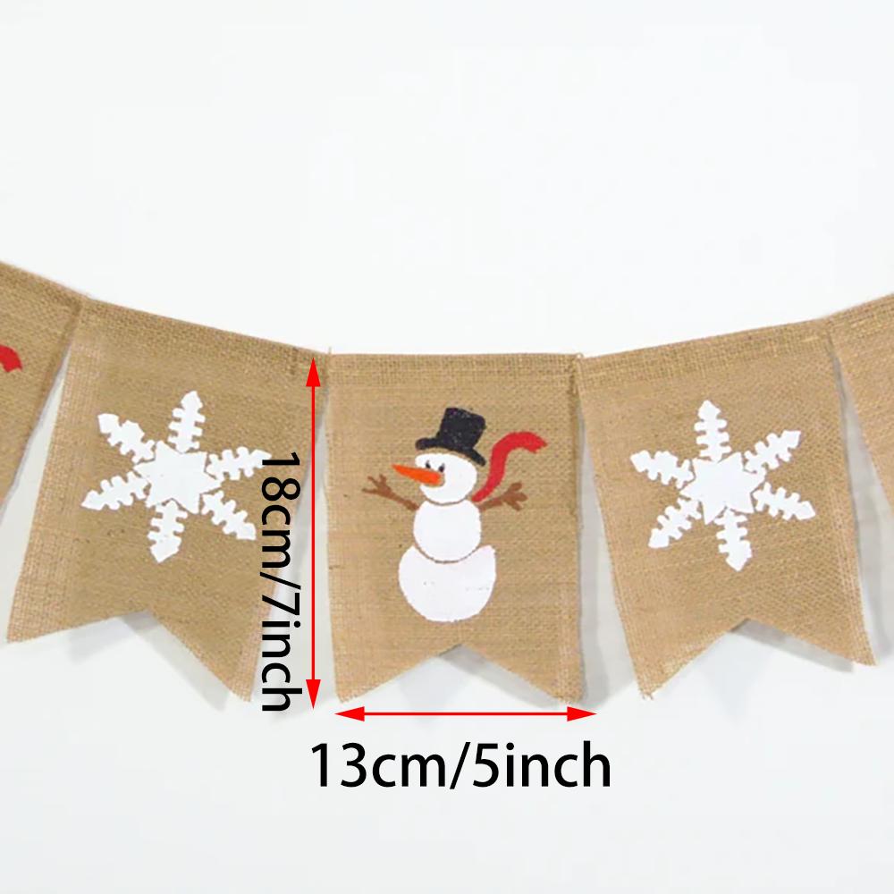 Snowman Christmas Banner Snowflake Christmas Bunting Backdrop Burlap Bunting Garland Christmas Party Decor Winter Holiday Decor