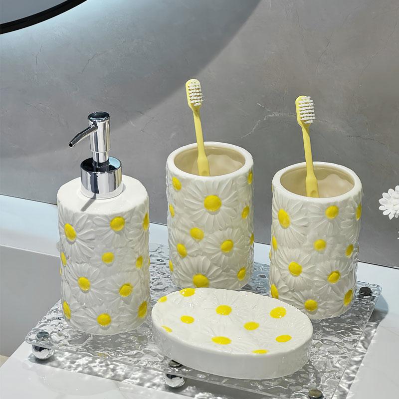Ceramic hand soap shampoo body wash dispensing bottles mouthwash cups soap dishes lotion press bottles shampoo dispenser