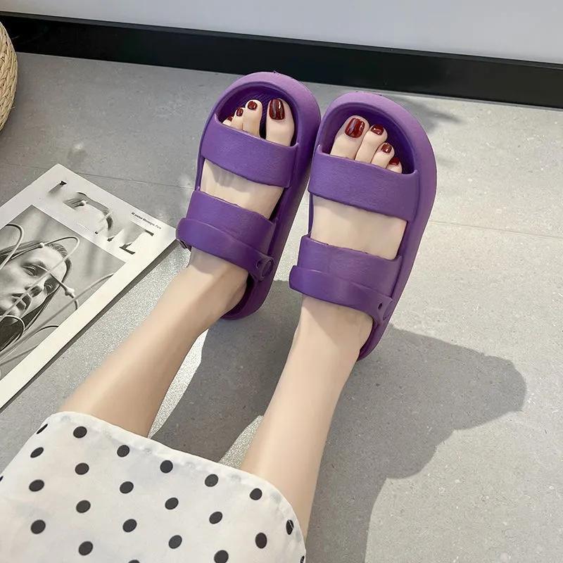 Kluzké pantofle Dámské Letní Venkovní Sandály Domácí Koupelnové Protiskluzové Sandály a Pantofle s Podrážkou z Houbovitého Koláče Venkovní Plážová Obuv