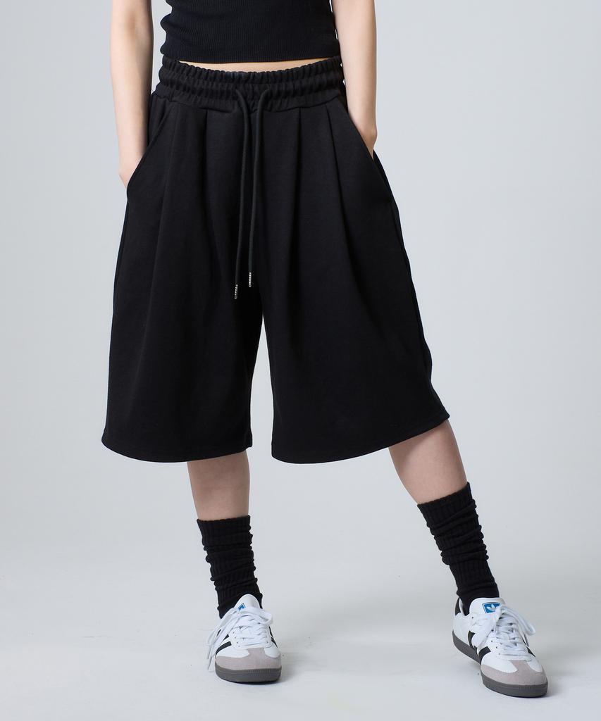 UNKNOWN PLANET Daily Wide Sweat Shorts Pants Black