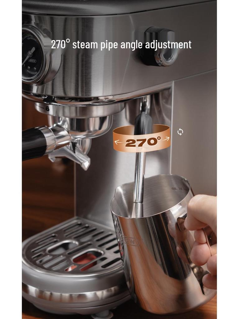 HiBREW H10B Semi-Automatic Coffee Machine with Milk Frother for Home and Office Use