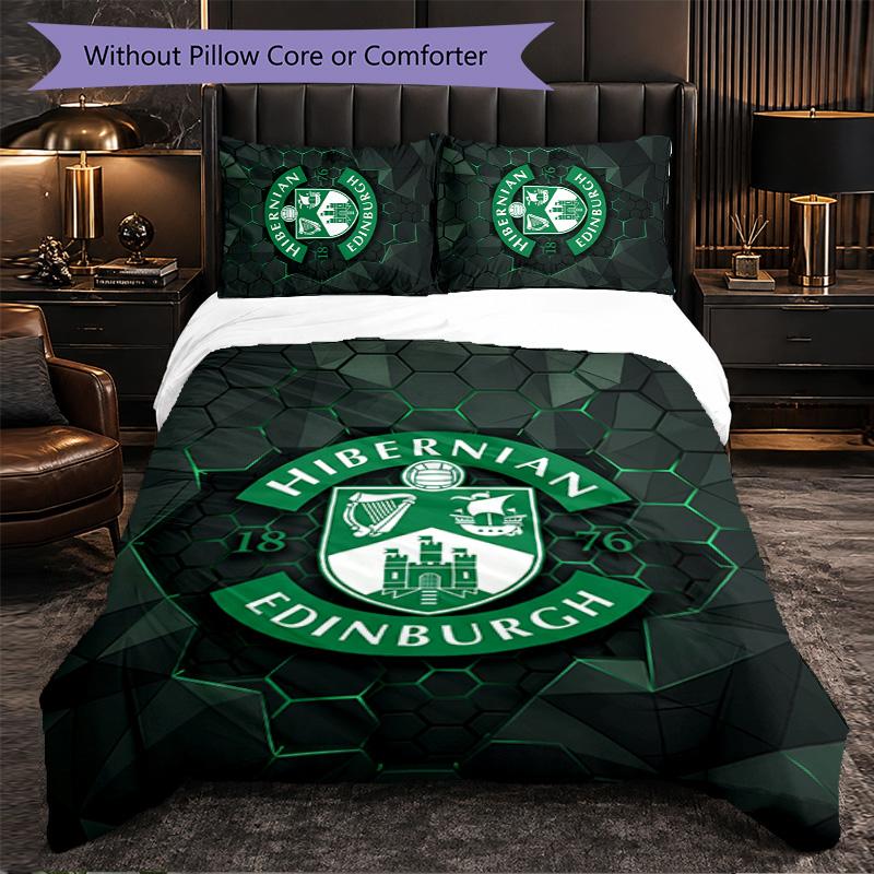 Biancheria da Letto a Tema Hibernian FC Set 3 Pezzi Copripiumino Biancheria da Letto Decorativa Per Stanza Adolescenti Decorazione Casa