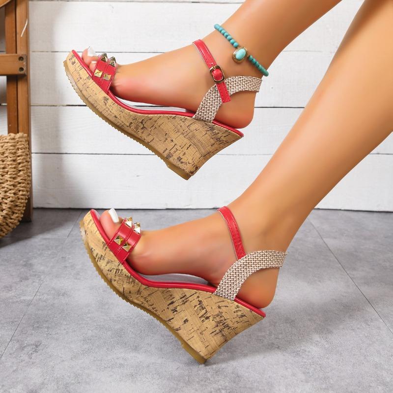 Women's Wedge Sandals, New Spring Style, Plus Size, Fashionable One-strap Platform High Heels, European and American Style.