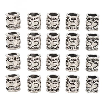 20pcs Alloy Beard Beads Retro Hair Tube Beads Jewelry DIY Pendant for Bracelet Necklace Making
