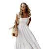 2025 Summer Women's Patchwork Plaid Spaghetti Strap Swing Dress