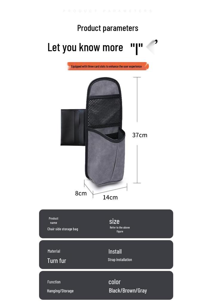 Large Car Seat Storage Bag with Tissue Box and Cup Holder
