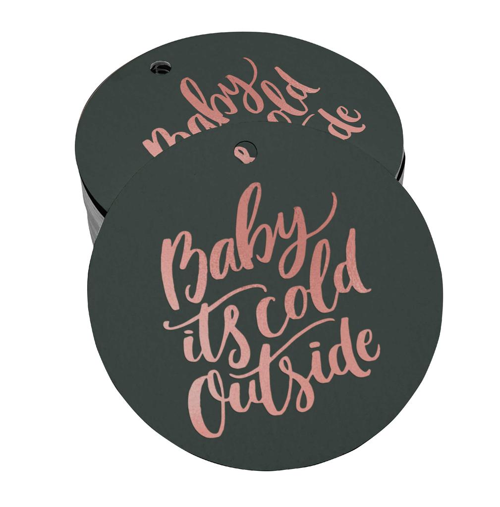 Inkdotpot Real Gold Foil Baby It's Cold Outside Baby Shower Tags Favor Hang Paper Tags 100