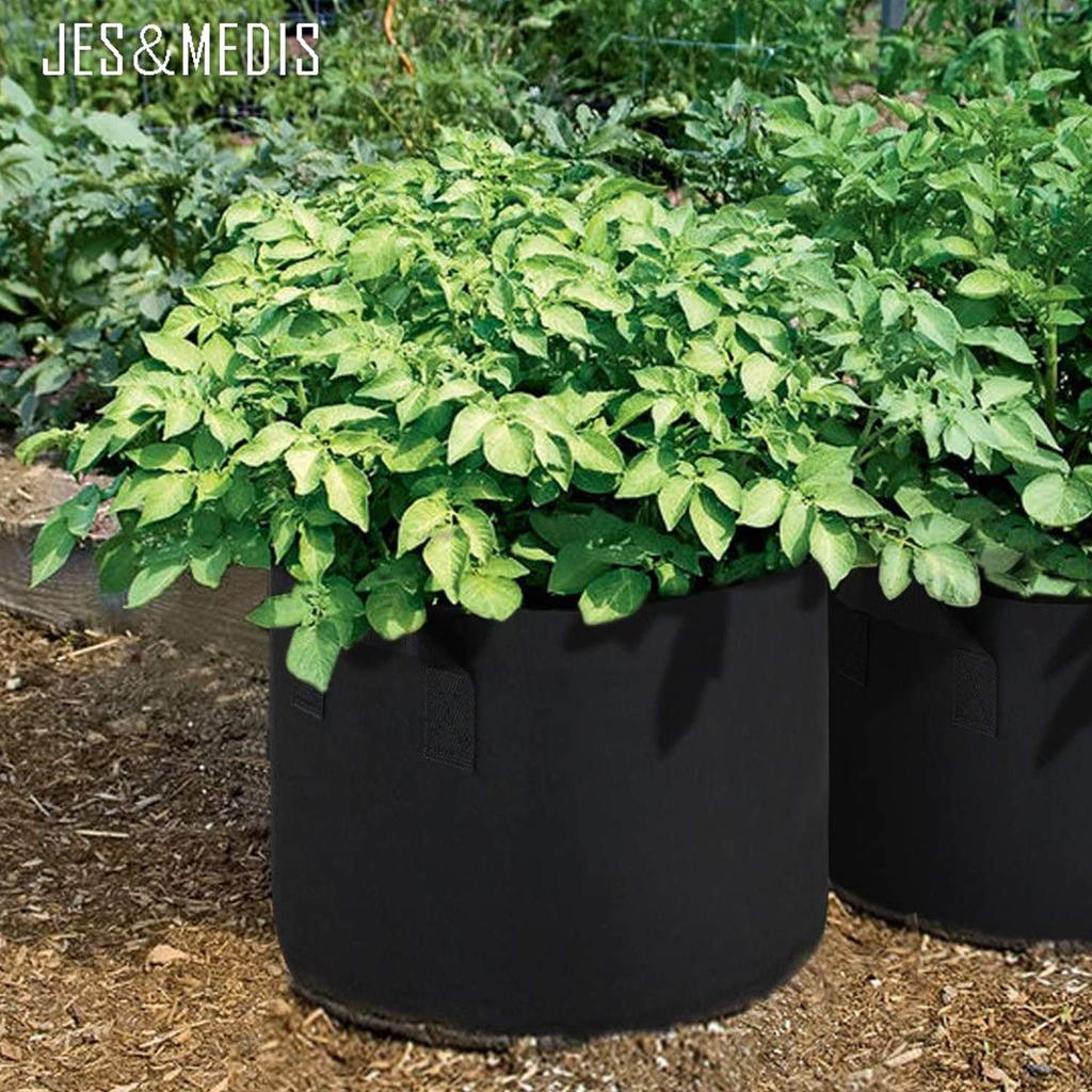 Set of 6 10-gallon Planters, Fabric Pots, Growing Bags, Felt/Non-woven Fabric Pots, Garden Planting Bags, Breathable, DIY, Horticulture, Plant Cultiva