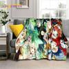 3D Niedliche Genshin Impact Cartoon Spiel Weiche Flanelldecke für Betten Schlafzimmer Sofa Picknick, Überwurfdecke für Outdoor-Freizeit Nickerchen Geschenk