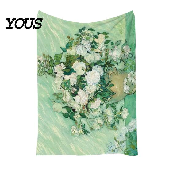 Pre-treated Blanket Oil Painting Nap Blanket, Soft Warmth Double-Sided Flannel, Digital Cozy Warm Flannel Print Shrink-Resistant Machine