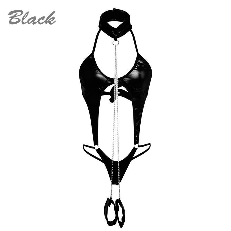 Women Gift Patchwork Underwear Sexy Lingerie Temptation Lace Sexy Sleepwear Leather Pajamas Fashion