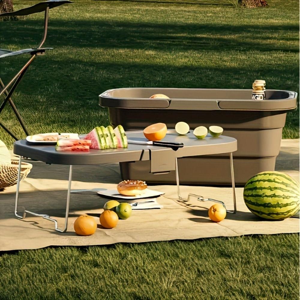 Foldable Picnic Basket Camping Table Outdoor Organizer Durable Sundries Basket  BBQ