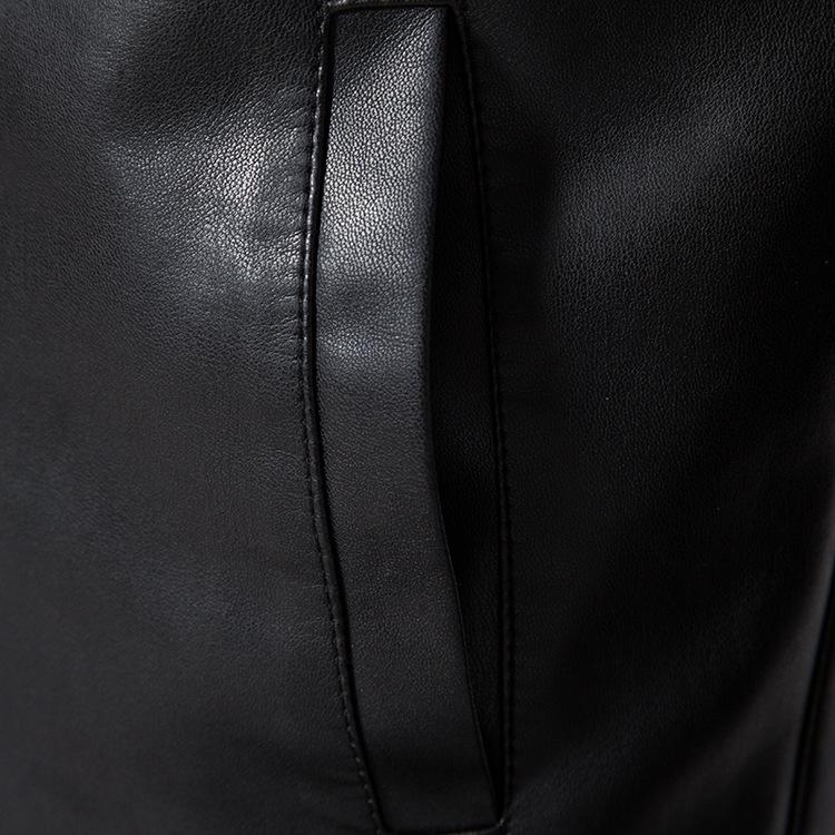 Men's Casual PU Leather Motorcycle Jacket with Stand Collar