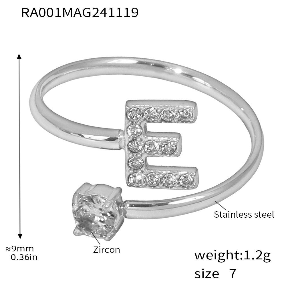 Oumeika Titanium Steel Jewelry Set: 26 Zircon-Inlaid Letters, PVD Gold-Plated Necklace, Bracelet, Earrings, and Ring.