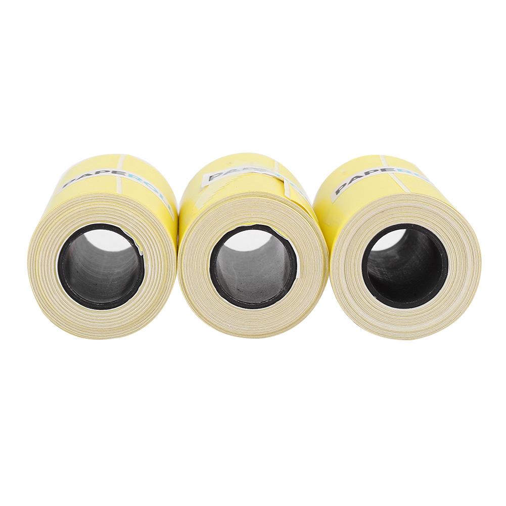 3PCs Sticker Thermal Paper Waterproof Anti‑Friction Anti‑Oil 56MM for Peripage Printer(Yellow )