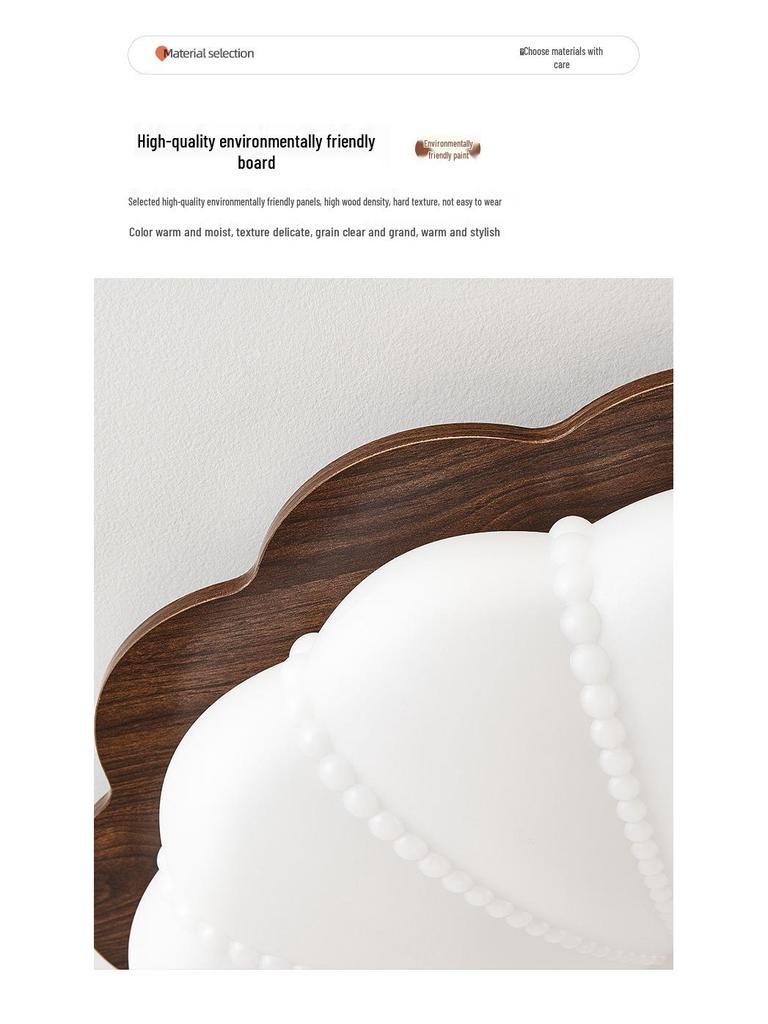 Retro Cream Style Walnut Ceiling Light - New Chinese Design for Bedroom & Study, Eye Protection.