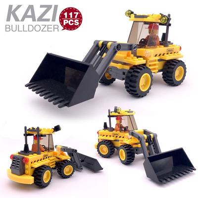 117 Adet Şehir İnşaat Buldozer Kamyon Araba Yapı Taşları Setleri Çocuklar DIY Yaratıcı Tuğlalar Eğitici Oyuncaklar