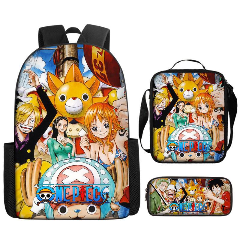 One Piece Piece Anime School Backpack With Air Cushion Straps And Durable Material For Children