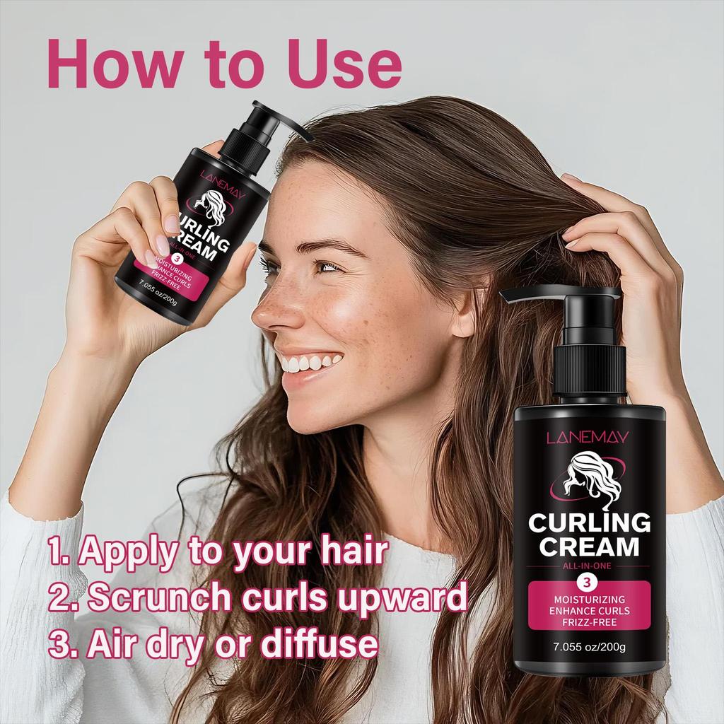 CURLING CREAM-Curl Enhancing, Frizz Control, Nourishing-Perfect for Everyday and Special Occasions,200ml