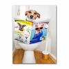 Funny Animal Dog Read Newspaper Oil Painting On Canvas Wall Art Poster Prints Wall Art Picture for Bathroom Toilet Decoration