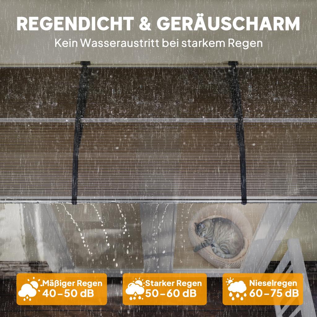 Front Door Canopy, Outdoor Awning, Rain Shelter, 303 X 96cm , Brown