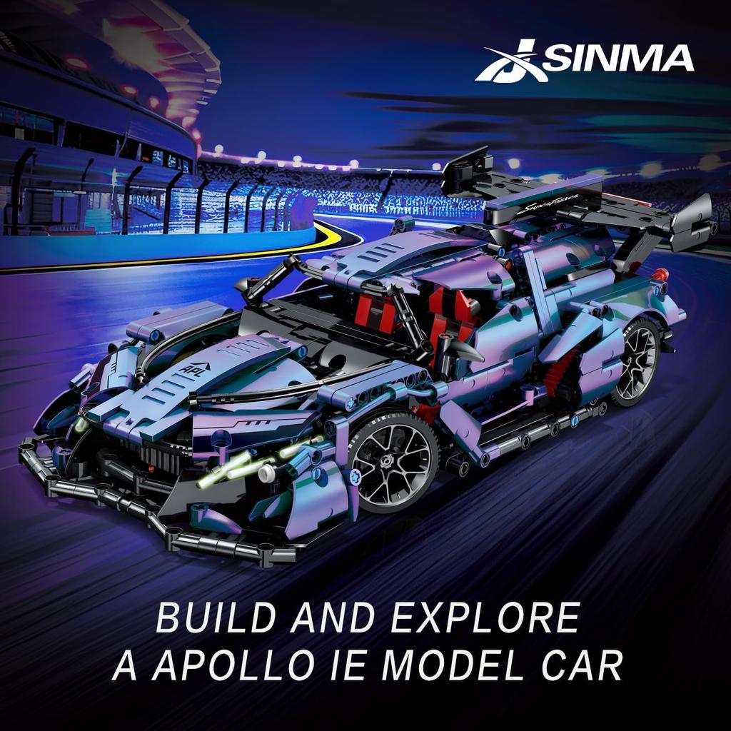 Technic Sports Car Building Blocks 1:14 Apollo IE Raceing Car Model Building Kit Speed Champions MOC Construction Toy for Adults,Collectible Sports