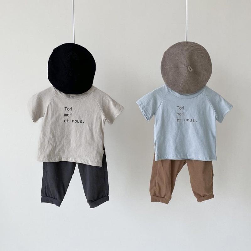 Clearance: Kids' Korean Style Summer Letter Print T-shirt, Versatile Lightweight Short-Sleeved Top for Boys and Girls