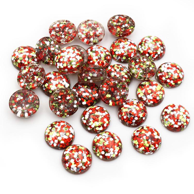 40pcs 12mm Resin Cabochons Dome Sequin Build-in DIY Jewelry Making Accessories Findings for Necklace Earrings