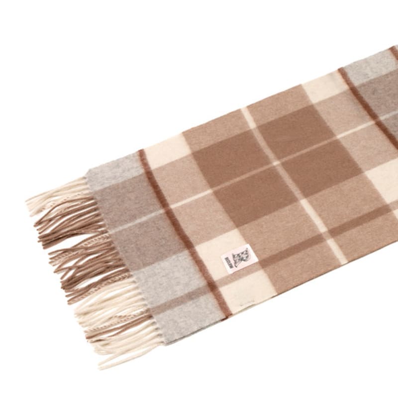 RECLOW RECLOW LAND 100% Cashmere Check Muffler Brown