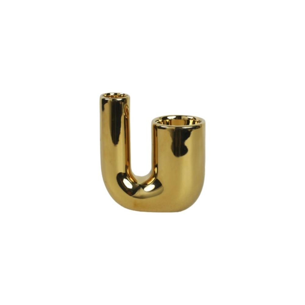 Modern U-shaped Ceramic Candle Holder Romantic Electroplating Silver Candle Stand Light Luxury Candlestick Holder Office
