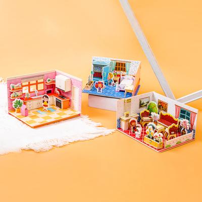 3D Stereo Puzzle Haus Zimmer Spielhaus Spielzeug für Jungen Mädchen DIY Handgemacht Kindergarten Umweltfreundliches Papier Pädagogisches Puzzle WL-3161690