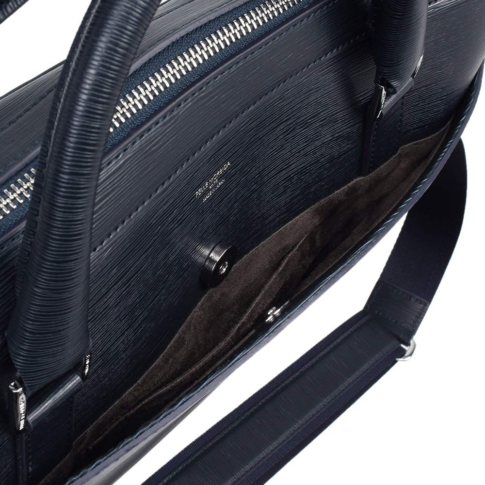 Pelle Morbida Briefcase Genuine Leather Capitano Embossed Leather Navy PMO-CA201 Men's PM-CA201-NV