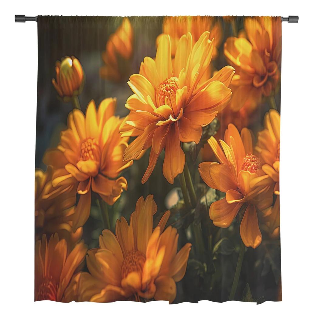 Chrysantheme Blume Tüll Vorhänge für Wohnzimmer schiere Vorhang für Schlafzimmer Fenster Jalousien Voile Vorhänge
