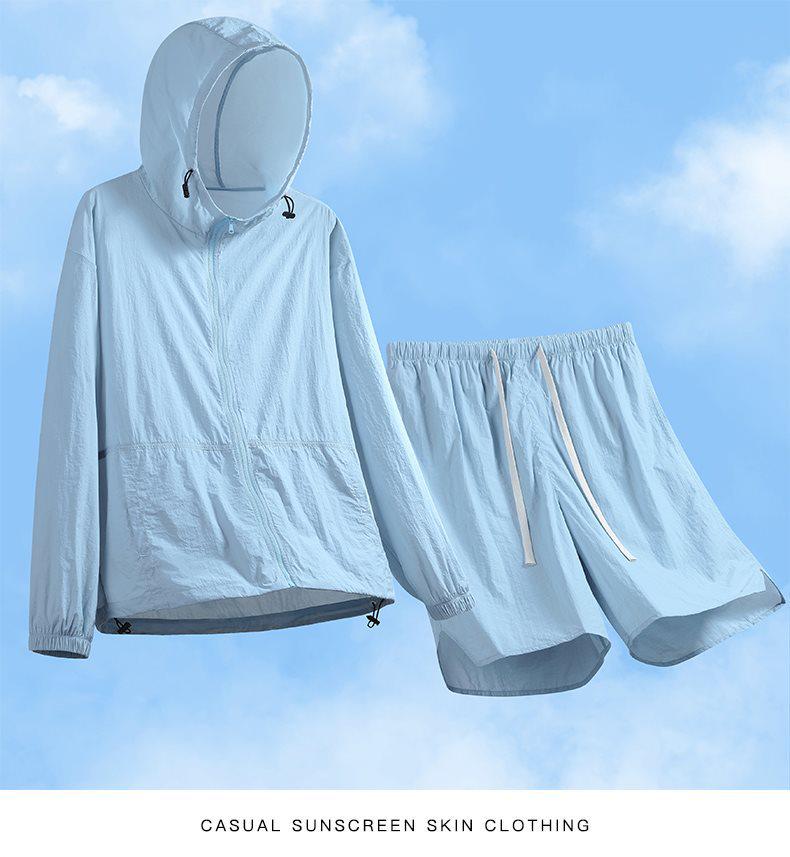 Yi Mi Cang Summer Sun Protection Set: High-Quality Nylon Jacket & Quick-Drying Breathable Shorts for Couples