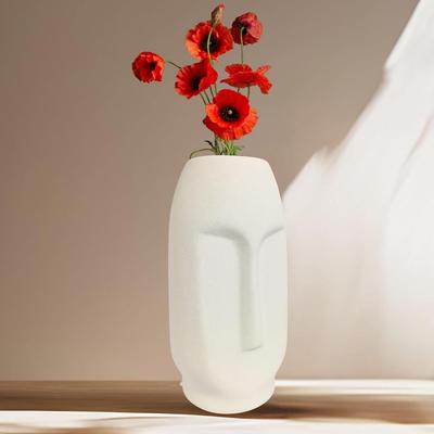 Ceramic White Face Vase' 8 Inch - Set of 1 | Decorative Face Vase for Dried Flowers and Pampas Grass | Vases for Home Decor Latest