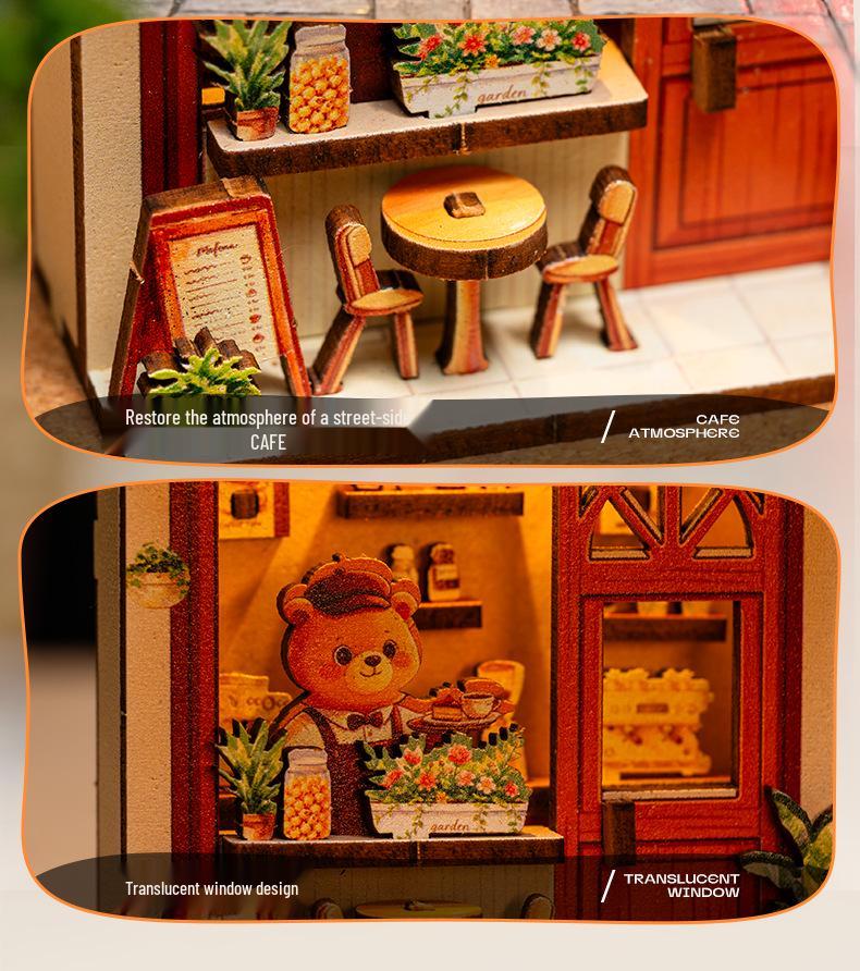 Yemori Monogatari Little Bear Coffee Shop DIY Miniature Wooden Model Kit