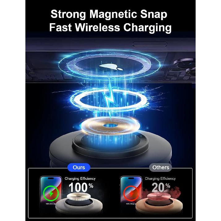 5-in-1 Wireless Charging Station with Bluetooth Speaker,Magnetic Charger with Night Light,Charger Stand with 33W Adapter Compatible with Apple