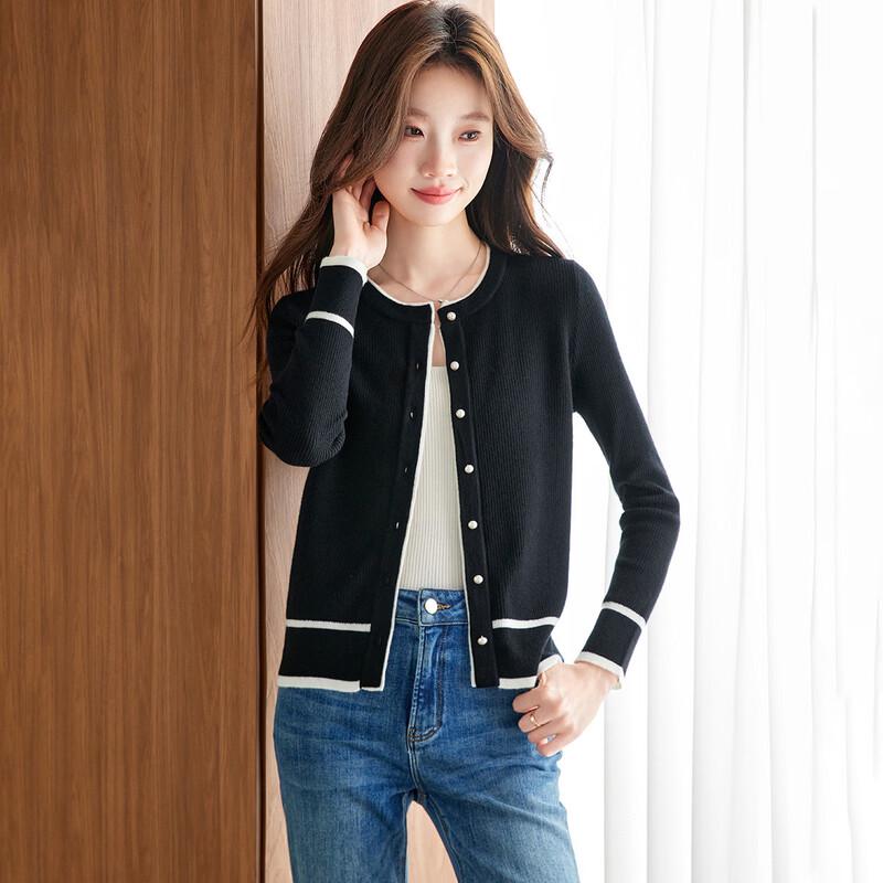 Srcr Women's Thin Color-Block Wool Cardigan