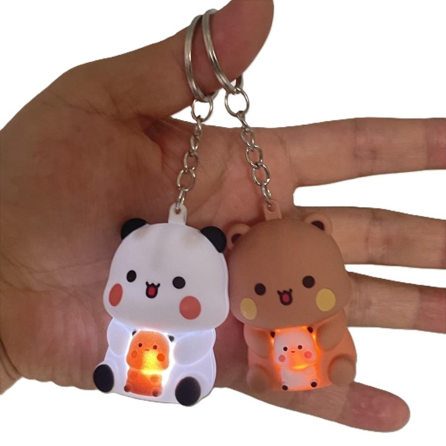 Bubu Dudu Say I Love You Voice Toys Keychain Yier Panda Bear Glowing Anime Figures Phone Ornament Bag Decoration Couple Gifts