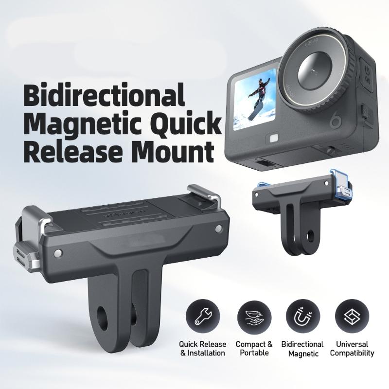 Magnetic Grip Adapter with Quick Release Function Compatible for Action Cameras Ideal for Sports and Travel Recording