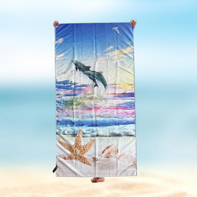 Seaside Beach Towel Quick-Drying Bath Towel Double-Sided Fleece Printed Portable Sports Swimming Bath Towel Beach Towel
