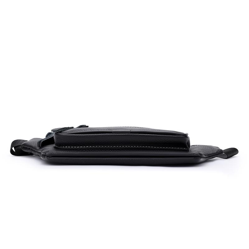 Crossbody Bag Men's Multi-Layer PU Shoulder Bag Business Chest Bag Commuter Waist Bag