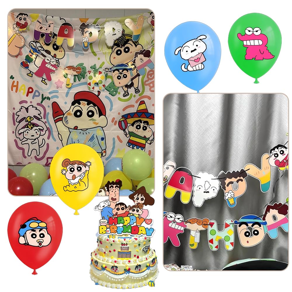 Set of 37 Crayon Birthday Character Birthday Cute and Moe Decorations for and Balloon and Cake Inserts Shin-chan Decorations, Balloons, Balloons,