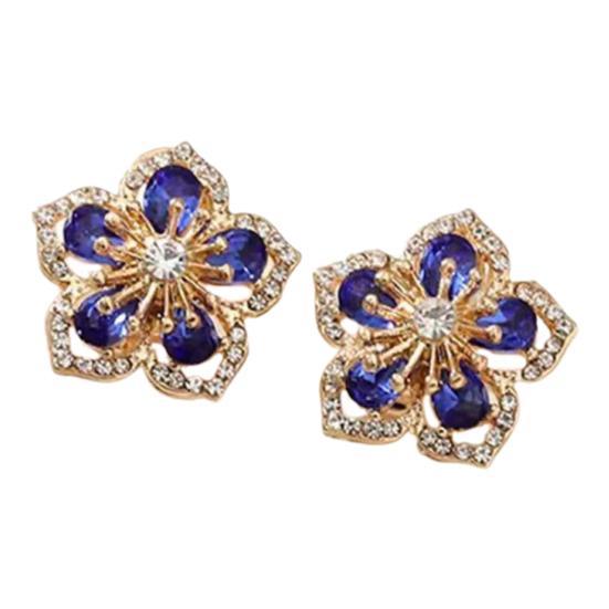 1 Par Pendientes de Tuerca Brillantes Larga Duración Mujer Encantadora Flor Pendiente de Tuerca