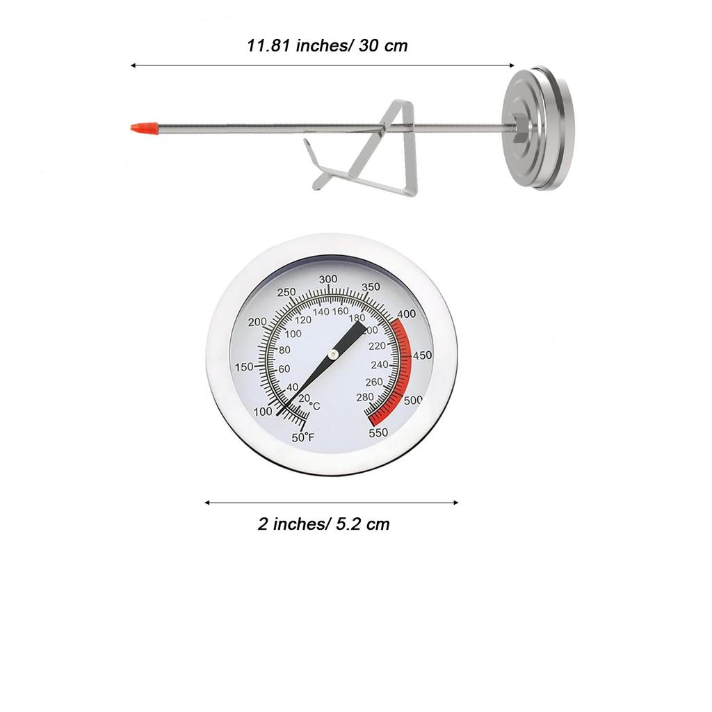 Küchenthermometer mit Topfclip, Sofortablesendes Fleischthermometer, Langfühler-Zifferblattthermometer zum Kochen, Süßigkeitenherstellen, Frittieren