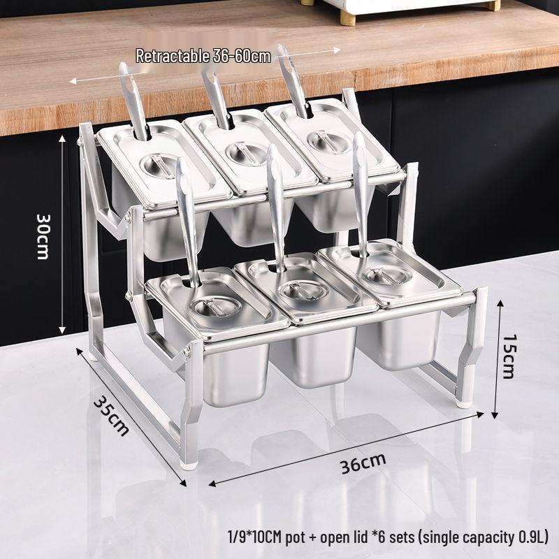 Commercial Stainless Steel Multi-Compartment Condiment Tray Set for Milk Tea Shop
