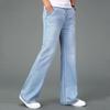 Erkek Orta Bel Flared Jeans Boot Cut Bacak Flared Gevşek Fit Yüksek Bel Erkek Tasarımcı Klasik Denim Jeans