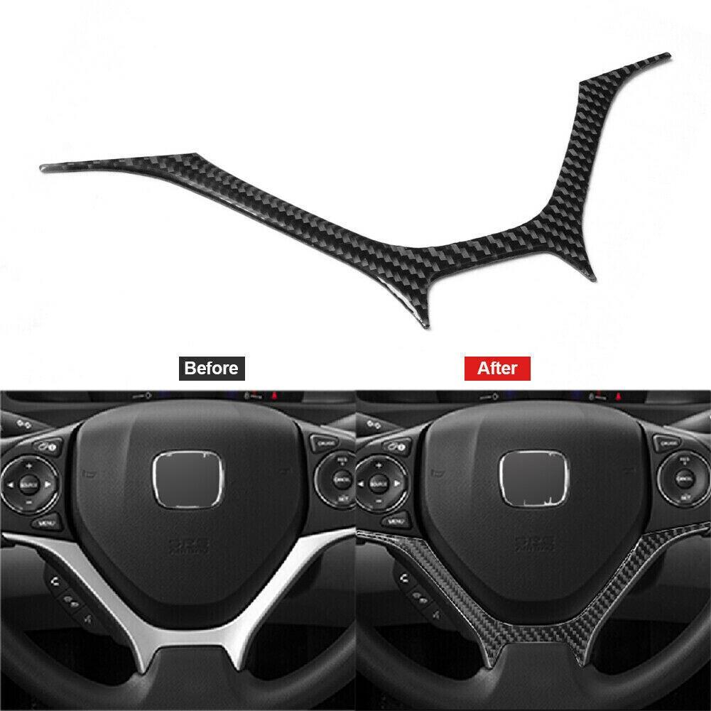 Carbon Fiber Steering Wheel Button Panel Trim Cover For Honda Civic Coupe 13-15