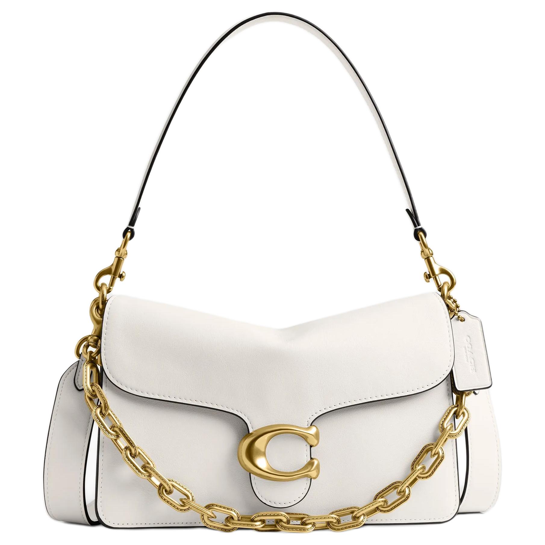 

Coach Chain Tabby 26 Classic Logo Hardware Magnetic Closure Leather Shoulder Bag Medium Women shoulder bag Chalk-White CY919-B4HA Basic Set (Bag+Dust Bag)